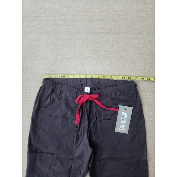 Maevn Women's Drawstring Utility Cargo Scrub Pants Charcoal/Pink Size S/M NWT - Picture 11 of 15